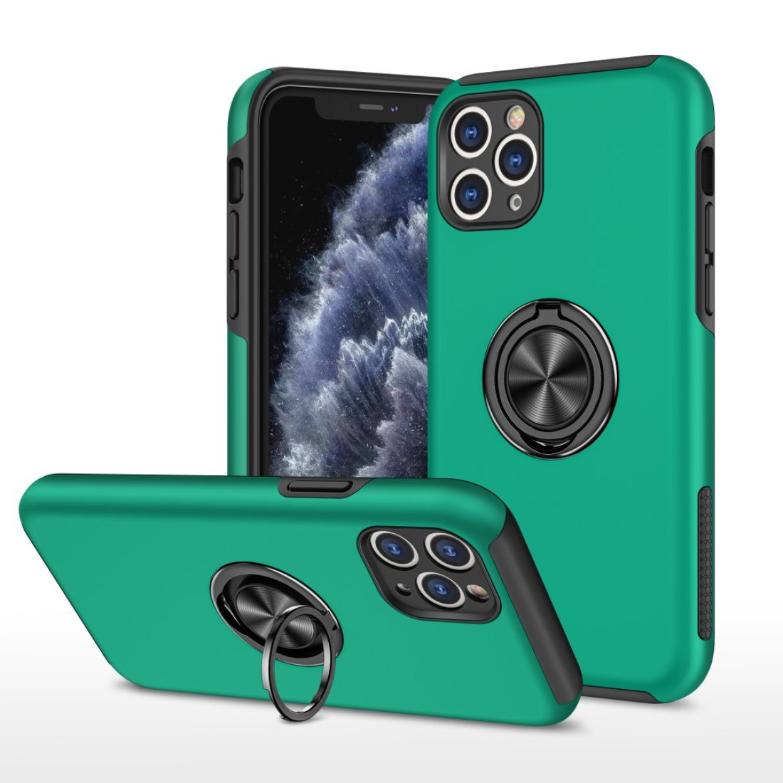  iPhone 11 Pro Kılıf Elit Yüzüklü Kapak - Yeşil
