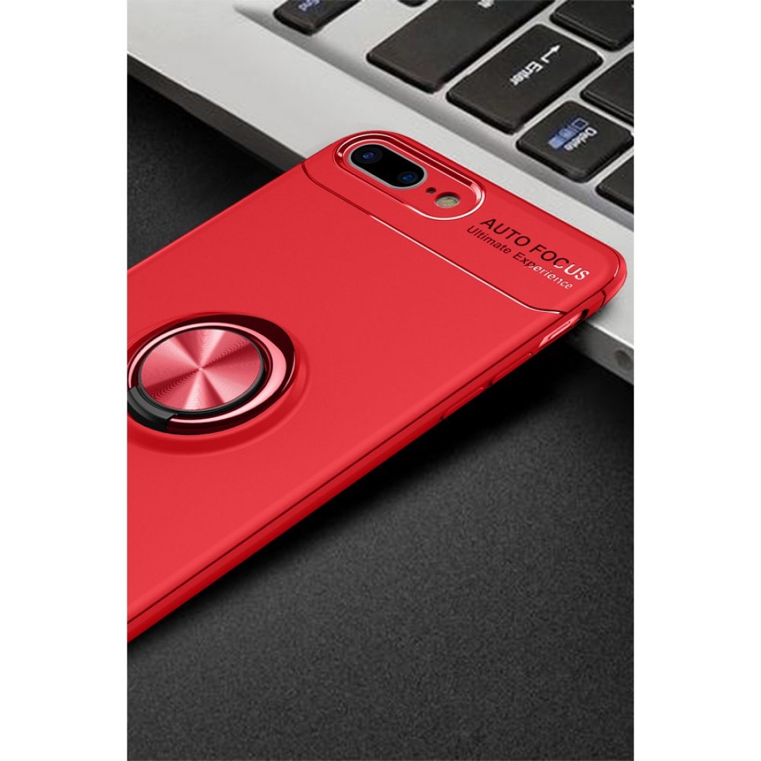 iPhone 7 Plus Kılıf Range Yüzüklü Silikon - Kırmızı iPhone 7 Plus Kılıf Range Yüzüklü Silikon - Kırmızı