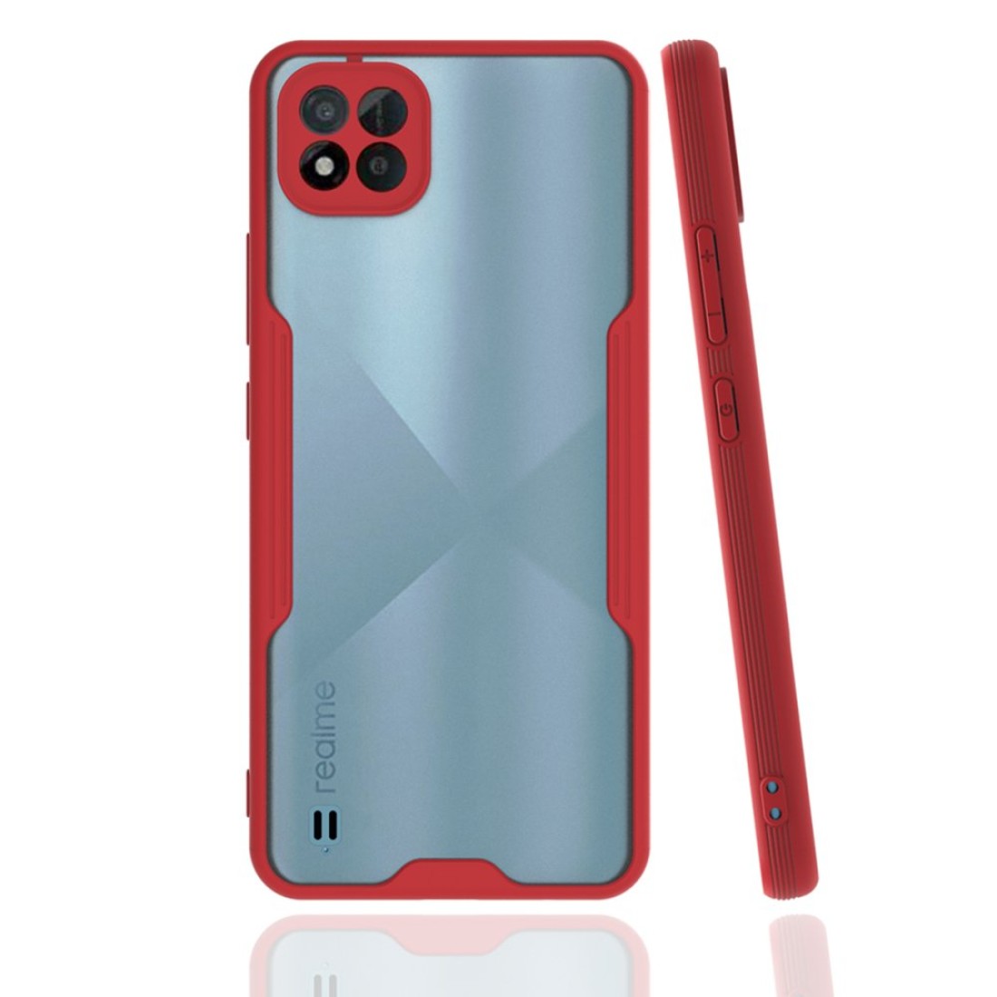  Realme C11 2021 Kılıf Platin Silikon - Kırmızı