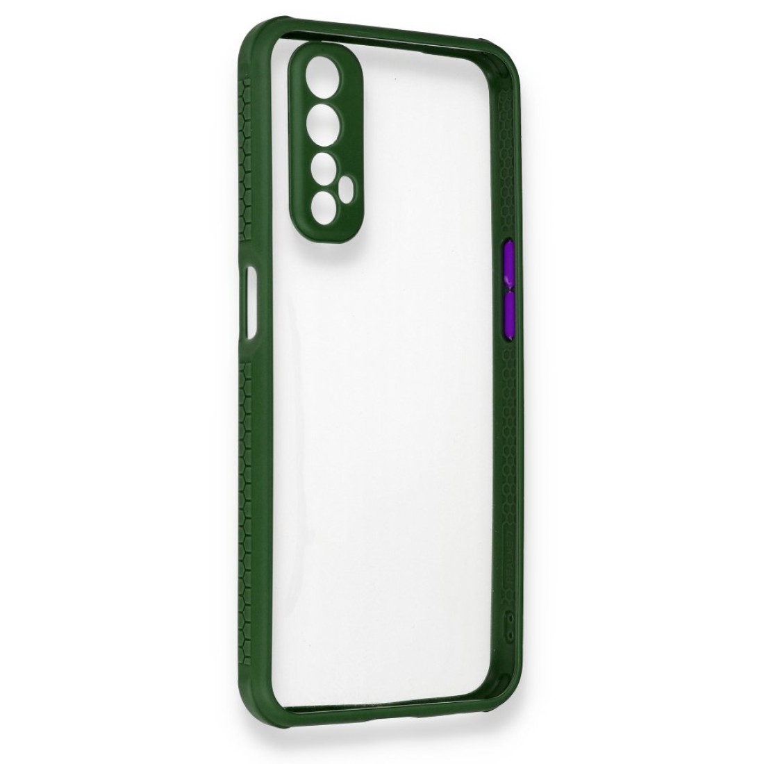  Realme 7 Kılıf Miami Şeffaf Silikon - Koyu Yeşil