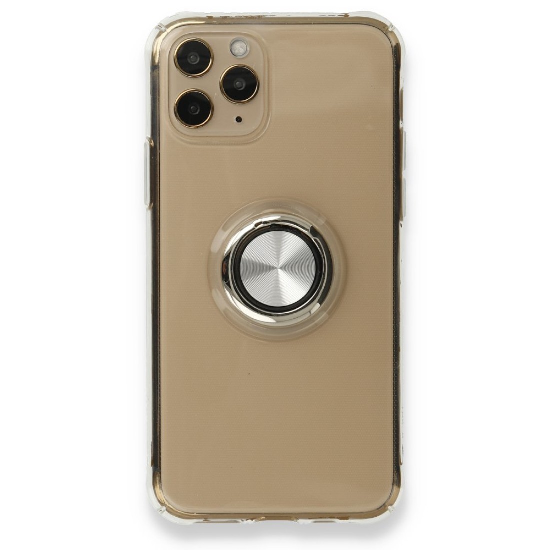  iPhone 11 Pro Kılıf Gros Yüzüklü Silikon - Gümüş