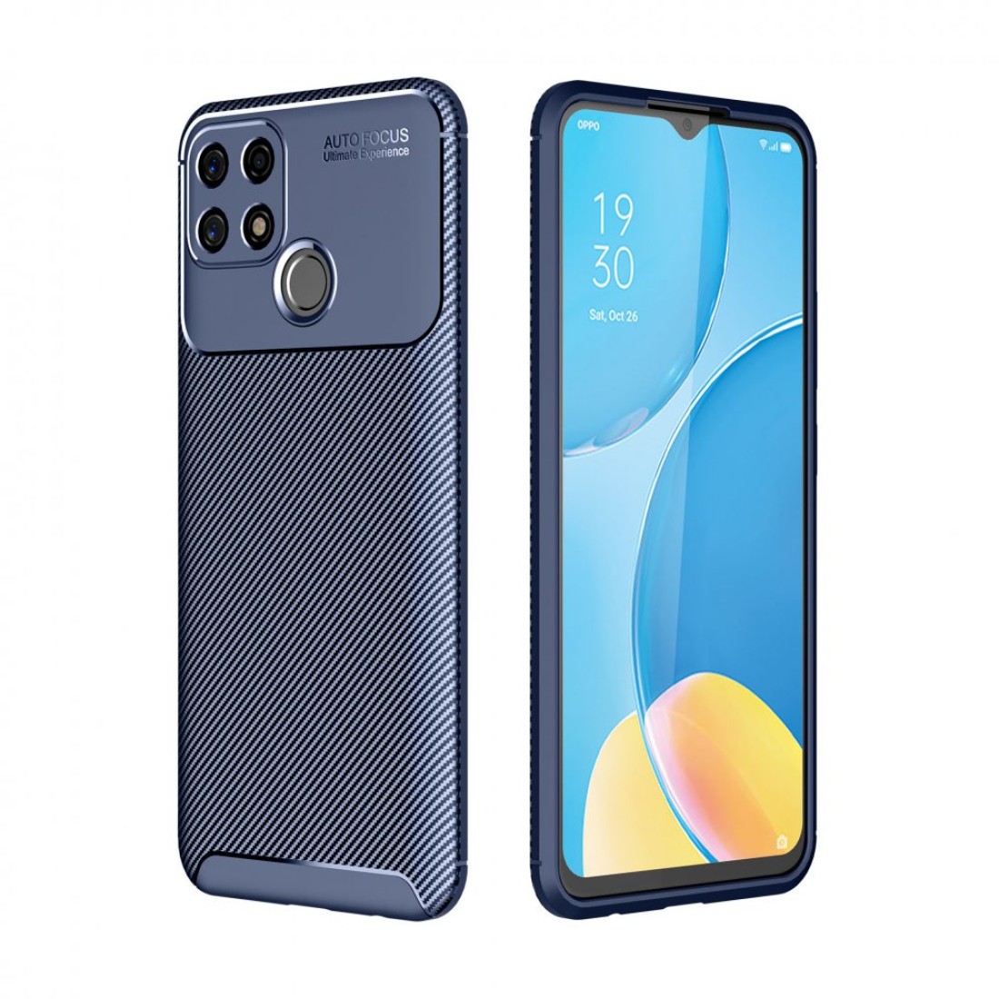  Oppo A15 Kılıf Auto Focus Karbon Kapak - Lacivert