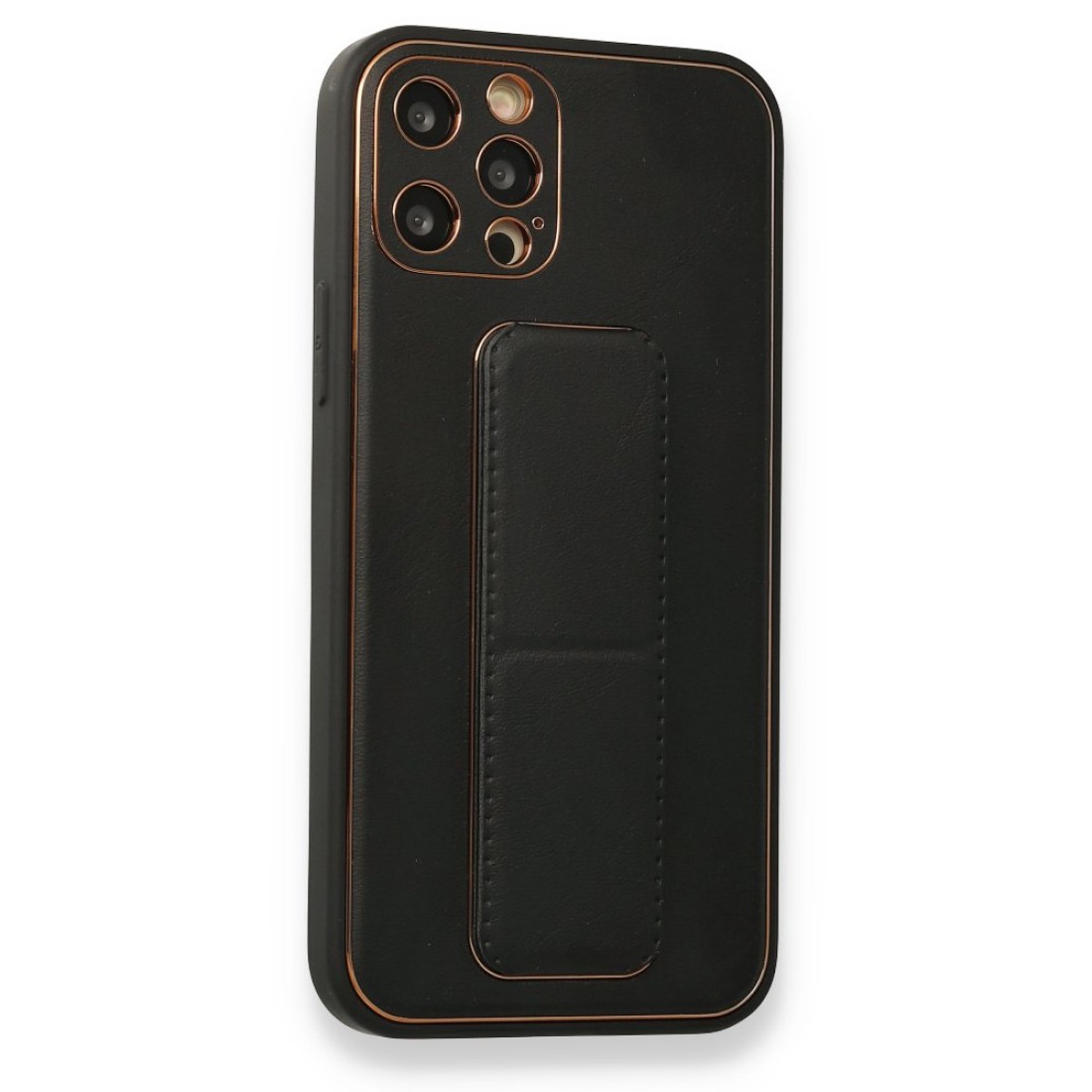 iPhone 12 Pro Kılıf Coco Deri Standlı Kapak - Siyah iPhone 12 Pro Kılıf Coco Deri Standlı Kapak - Siyah