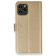  iPhone 12 Kılıf Trend S Plus Kapaklı Kılıf - Gold