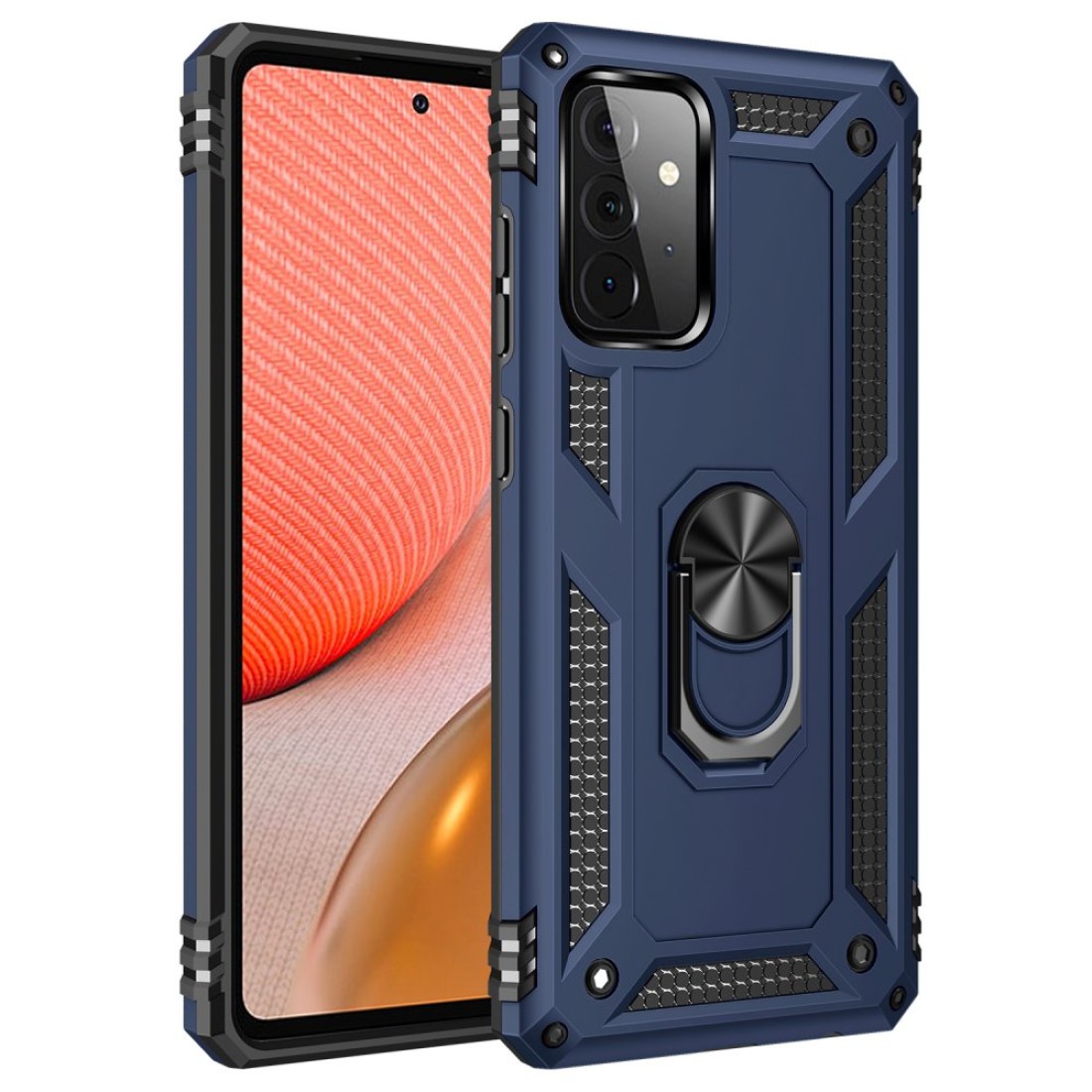  Samsung Galaxy A72 Kılıf Sofya Yüzüklü Silikon Kapak - Lacivert