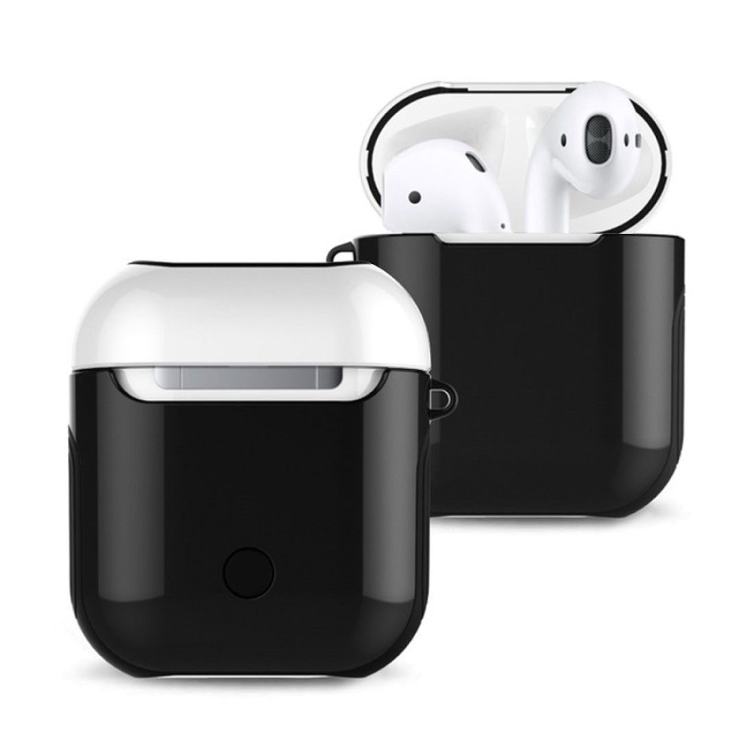  Airpods (1.nesil) 3in1 Kılıf - Siyah-Beyaz