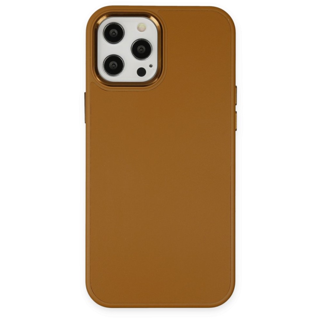  iPhone 12 Pro Kılıf Asya Deri Silikon - Kahverengi