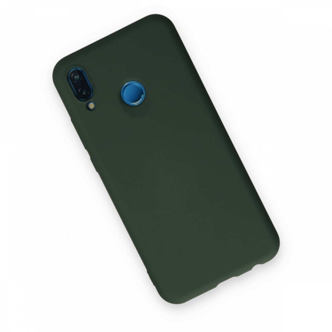  Huawei P20 Lite Kılıf Nano içi Kadife Silikon - Koyu Yeşil