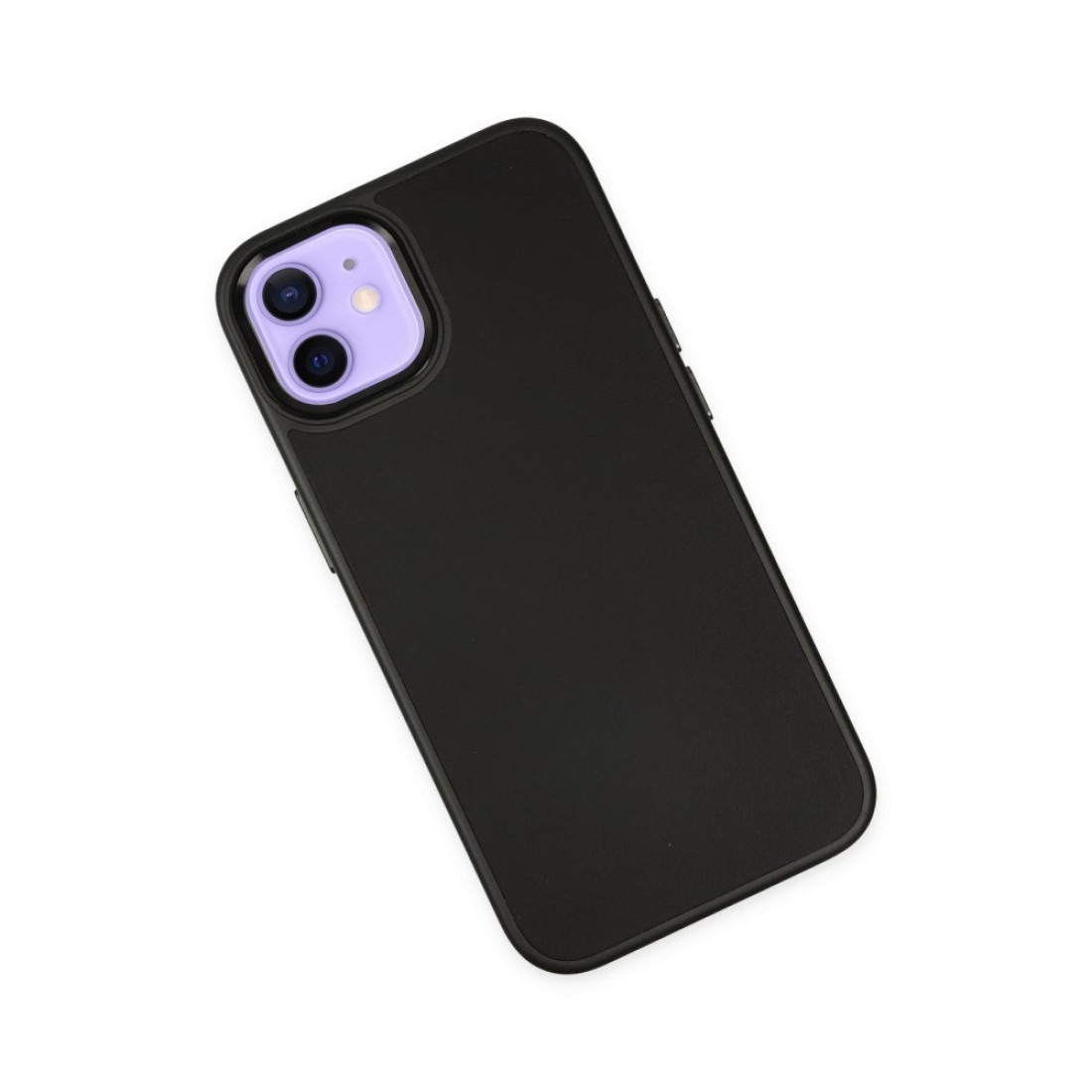  iPhone 12 Kılıf Asya Deri Silikon - Siyah