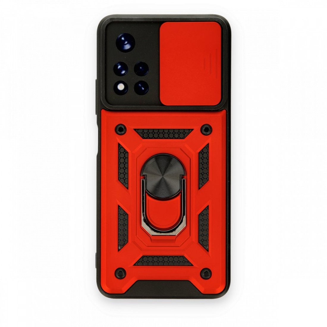  Xiaomi Redmi Note 11T Kılıf Pars Lens Yüzüklü Silikon - Kırmızı