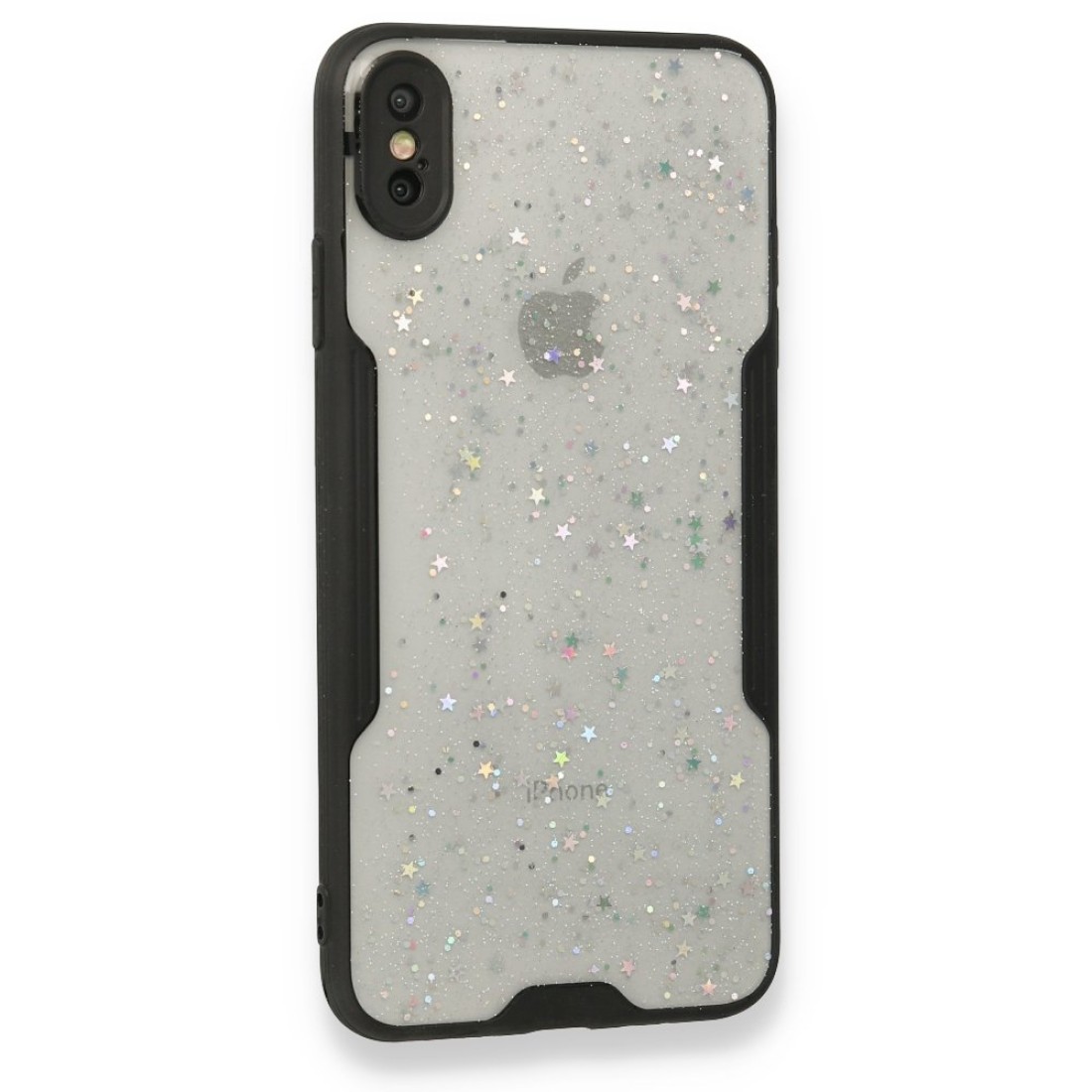  iPhone XS Kılıf Platin Simli Silikon - Siyah