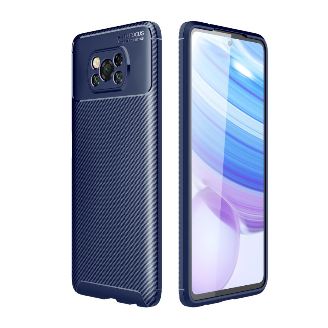  Xiaomi Pocophone X3 Kılıf Auto Focus Karbon Kapak - Lacivert