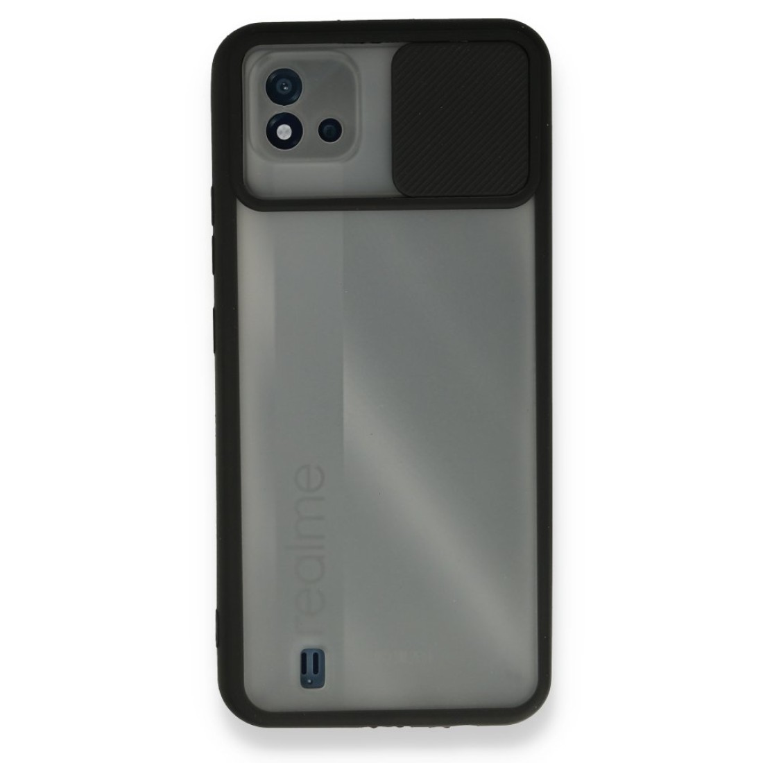  Realme C11 2021 Kılıf Palm Buzlu Kamera Sürgülü Silikon - Siyah