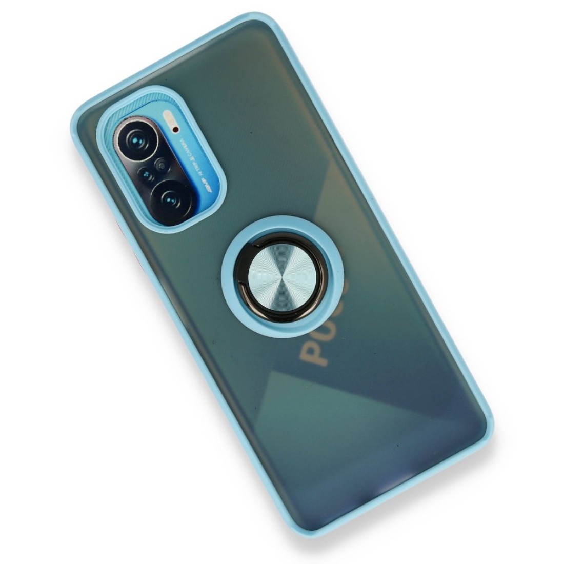  Xiaomi Redmi K40 Kılıf Montreal Yüzüklü Silikon Kapak - Buz Mavi