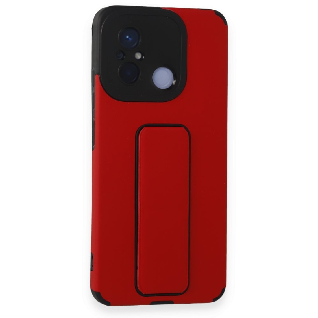  Xiaomi Redmi 12C Kılıf Mega Standlı Silikon - Kırmızı