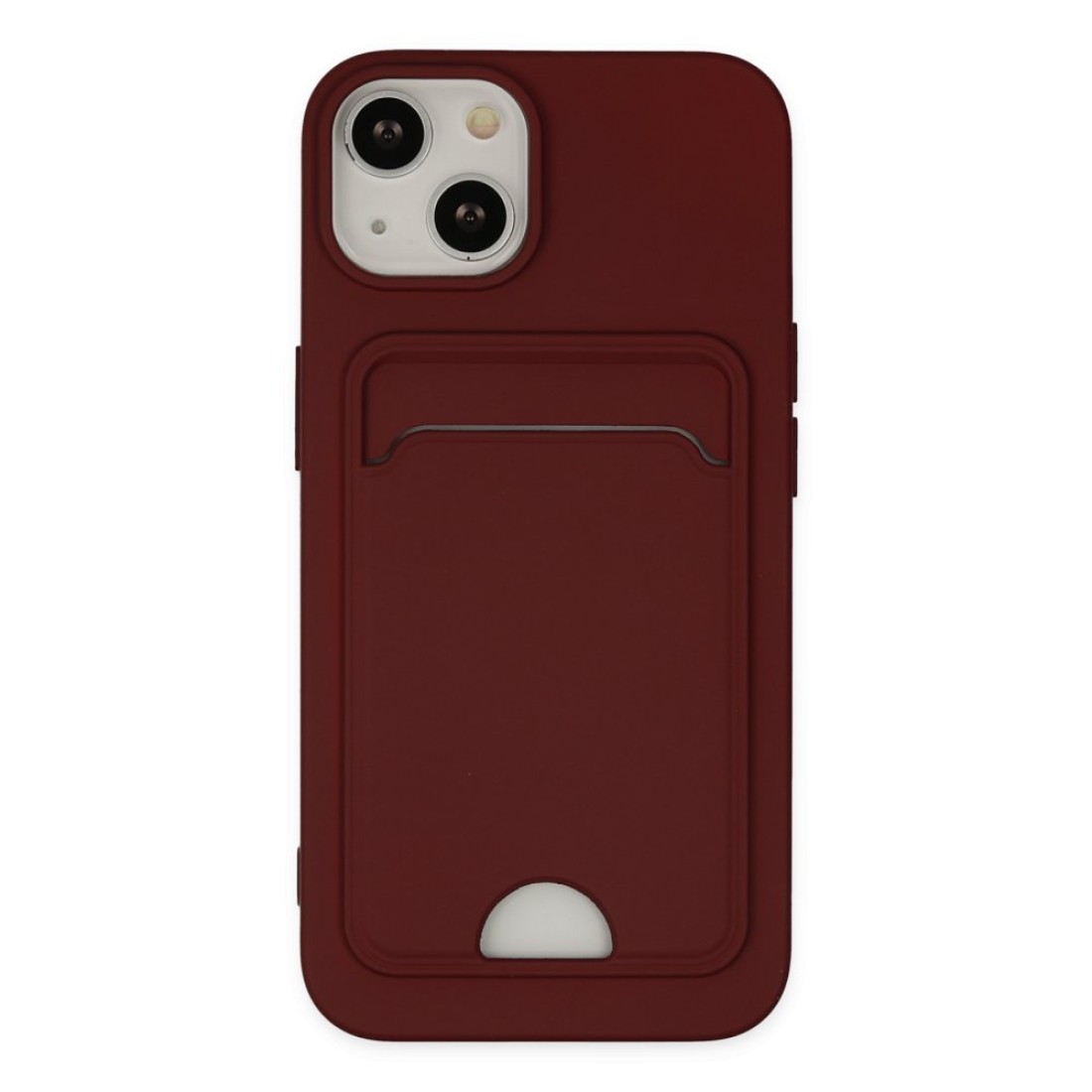  iPhone 14 Plus Kılıf Kelvin Kartvizitli Silikon - Bordo