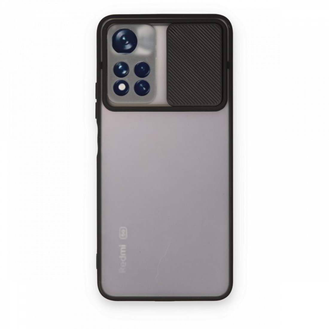  Xiaomi Redmi Note 11T Kılıf Palm Buzlu Kamera Sürgülü Silikon - Siyah