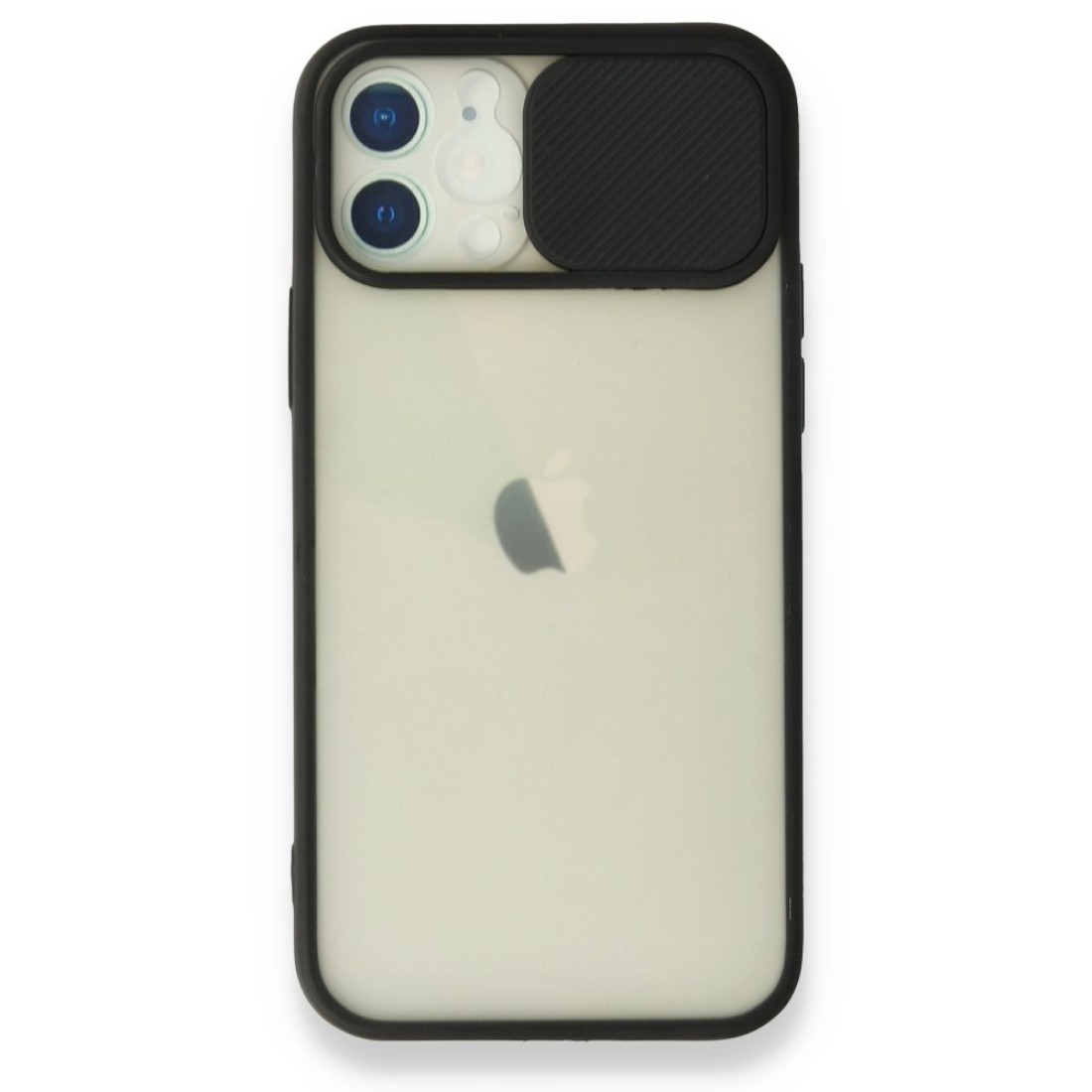  iPhone 12 Kılıf Palm Buzlu Kamera Sürgülü Silikon - Siyah