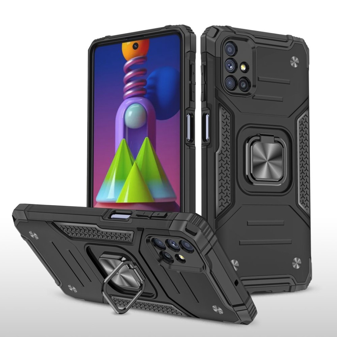  Samsung Galaxy M51 Kılıf Zegna Yüzüklü Silikon Kapak - Siyah