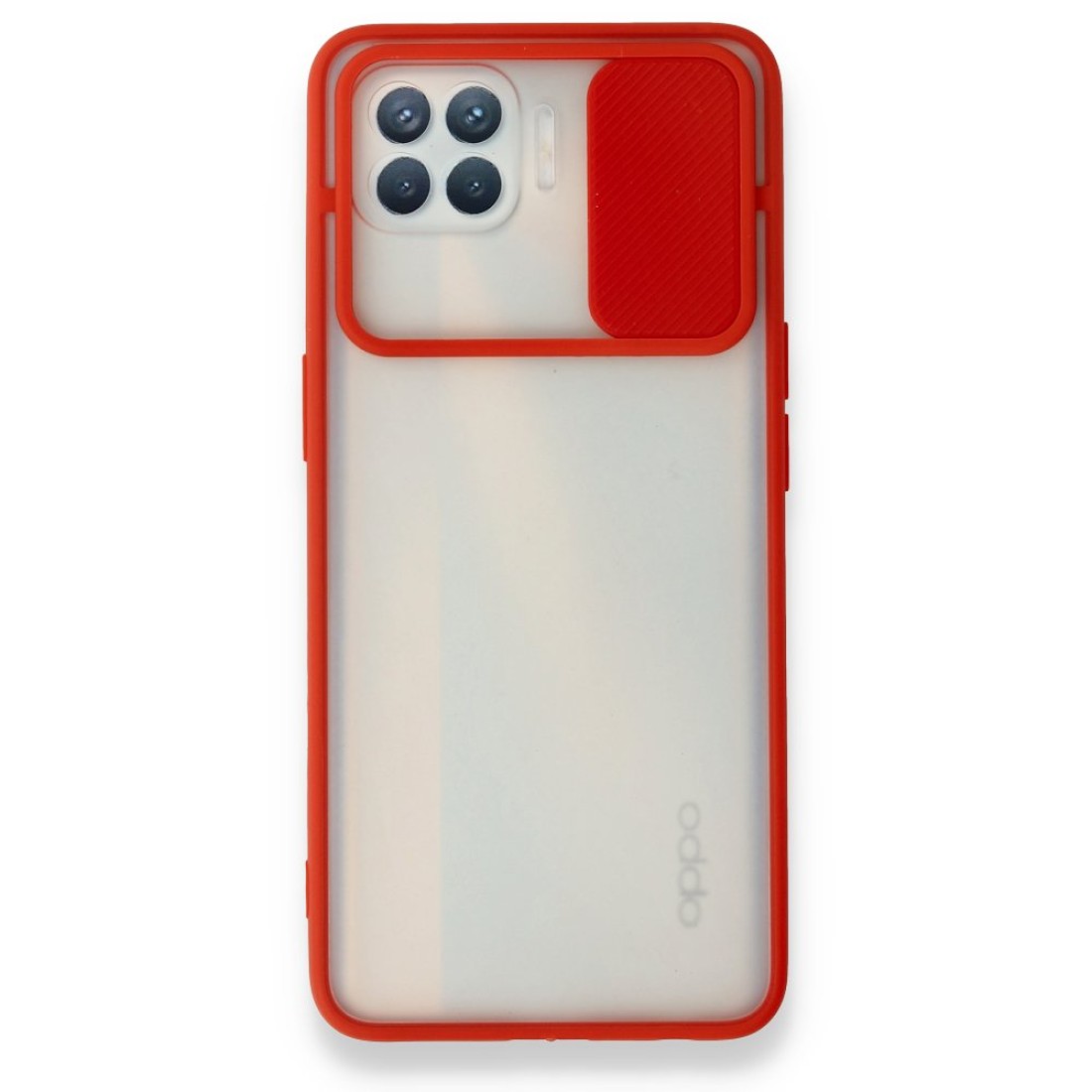  Oppo Reno 4 Lite Kılıf Palm Buzlu Kamera Sürgülü Silikon - Kırmızı