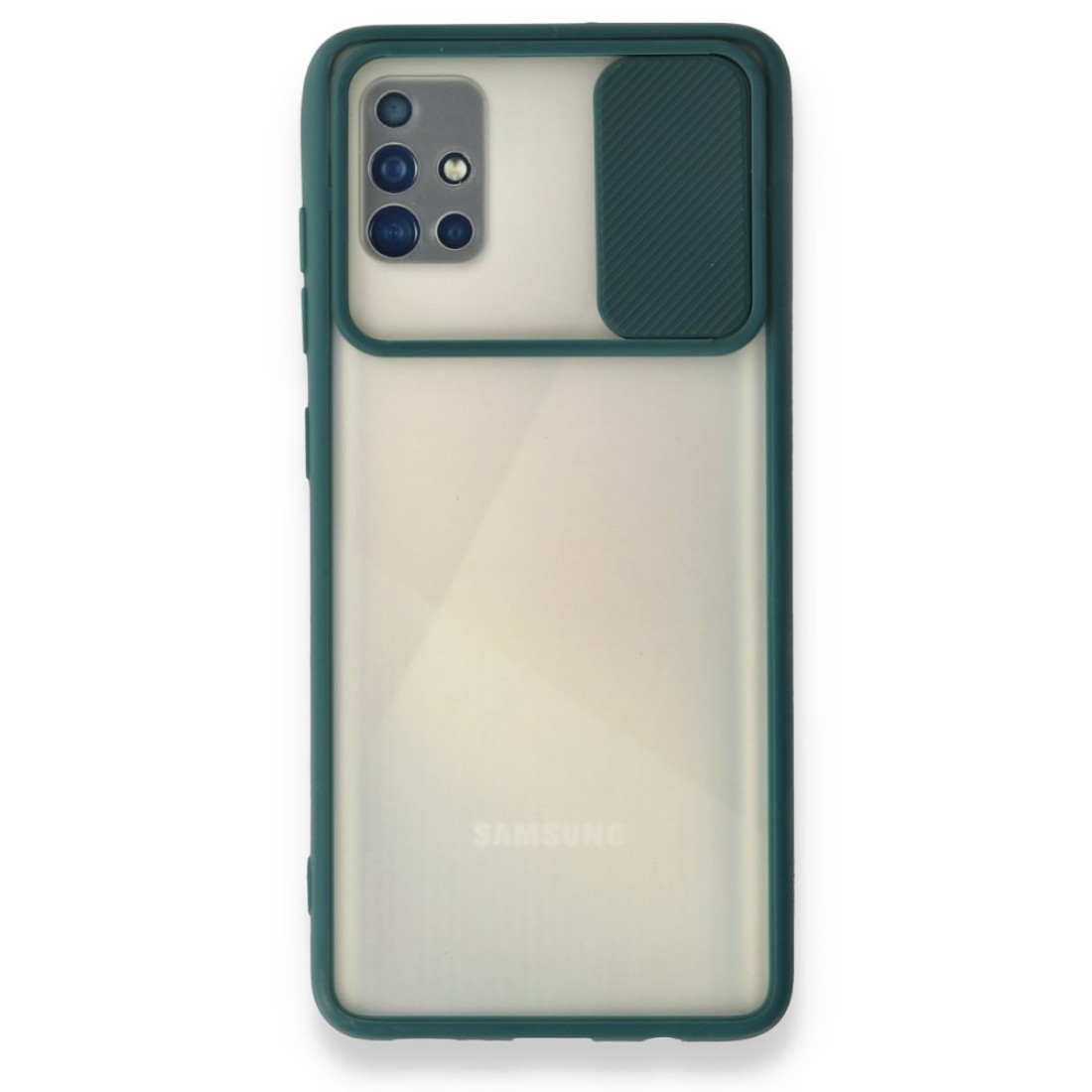  Samsung Galaxy A71 Kılıf Palm Buzlu Kamera Sürgülü Silikon - Yeşil