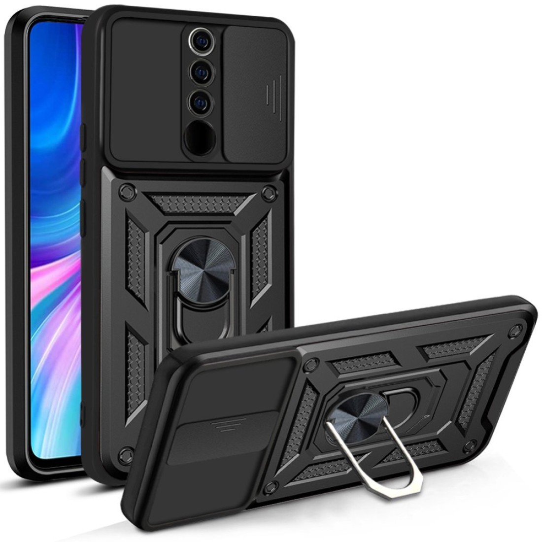  Xiaomi Redmi Note 8 Pro Kılıf Pars Lens Yüzüklü Silikon - Siyah