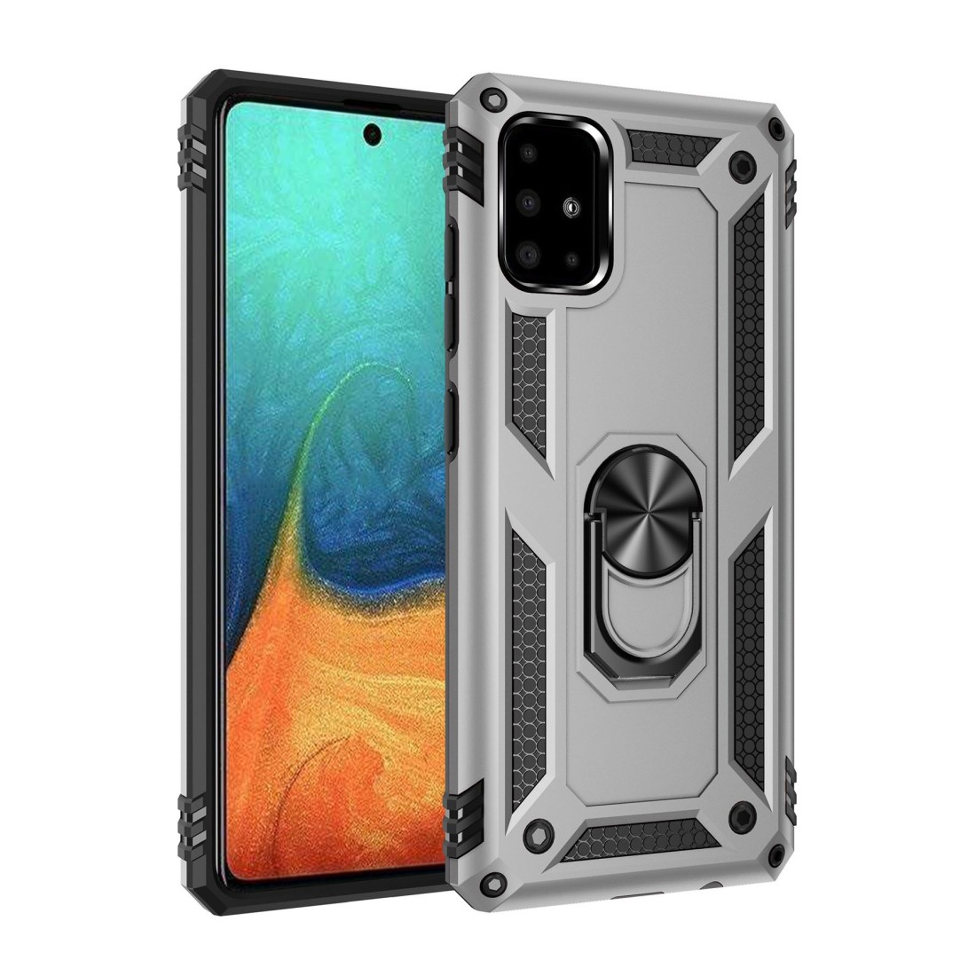  Samsung Galaxy A71 Kılıf Sofya Yüzüklü Silikon Kapak - Gümüş