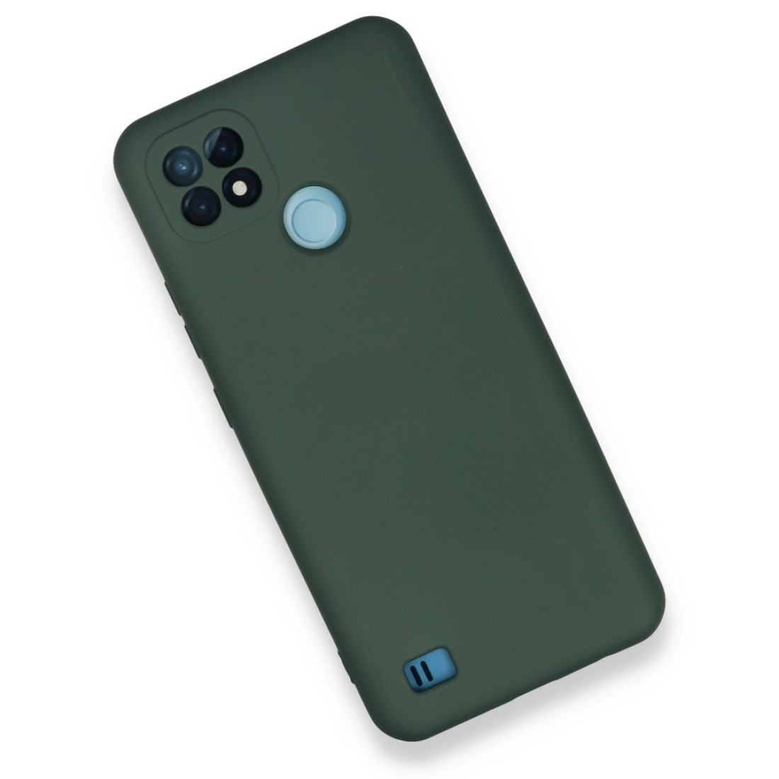  Realme C21 Kılıf Nano içi Kadife Silikon - Koyu Yeşil