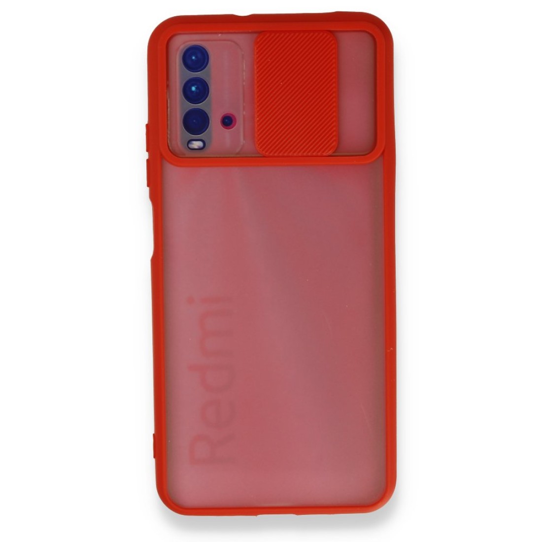  Xiaomi Redmi 9T Kılıf Palm Buzlu Kamera Sürgülü Silikon - Kırmızı