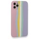  iPhone 11 Pro Kılıf Ebruli Lansman Silikon - Pembe-Lila