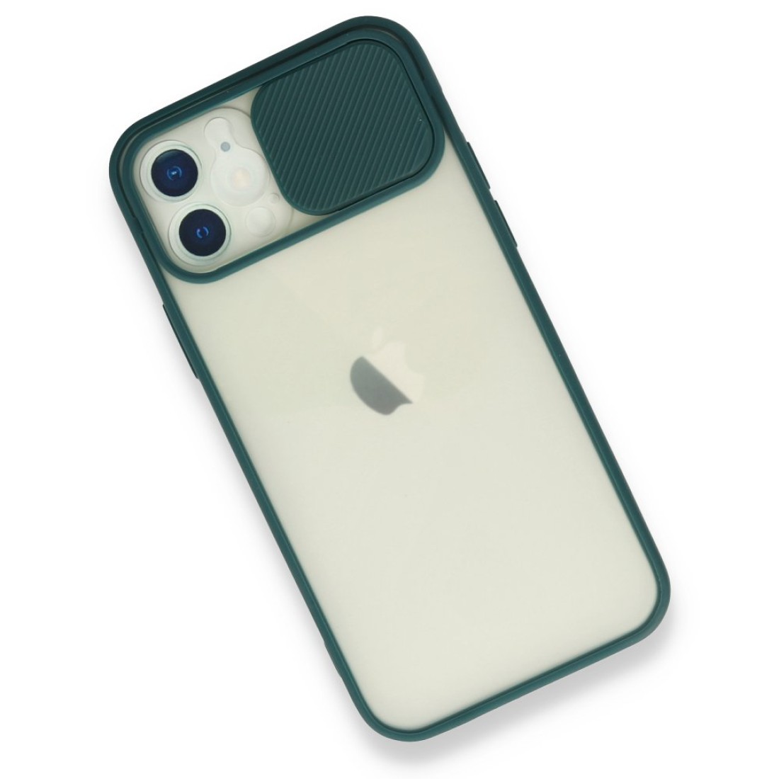  iPhone 12 Kılıf Palm Buzlu Kamera Sürgülü Silikon - Yeşil