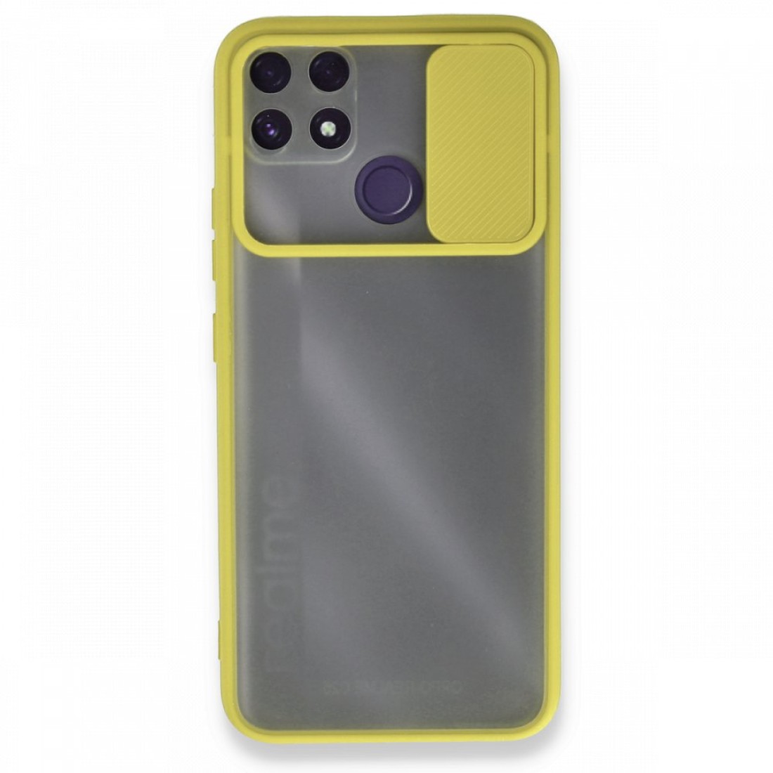  Realme C25 Kılıf Palm Buzlu Kamera Sürgülü Silikon - Sarı