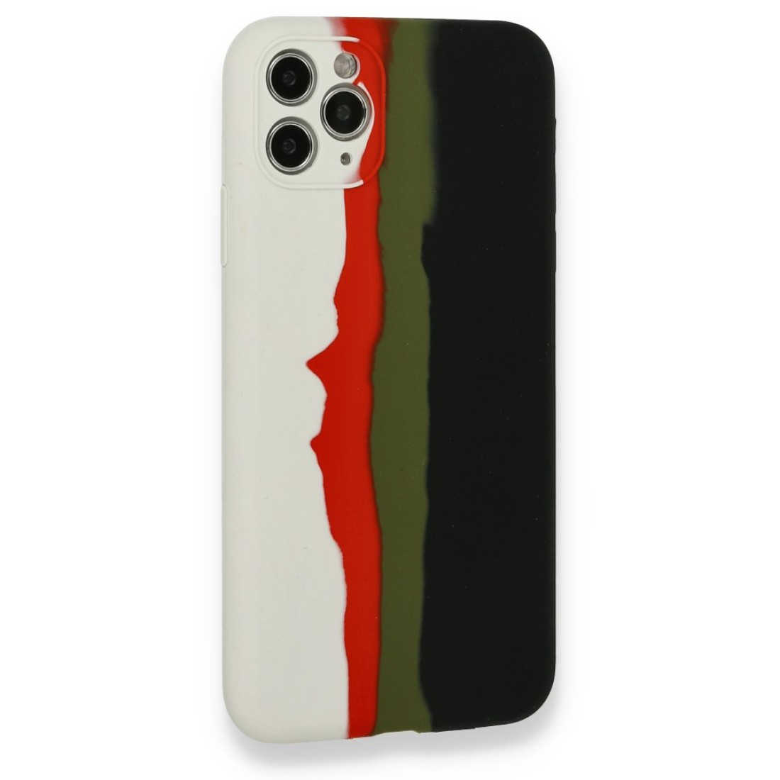  iPhone 11 Pro Kılıf Ebruli Lansman Silikon - Beyaz-Siyah