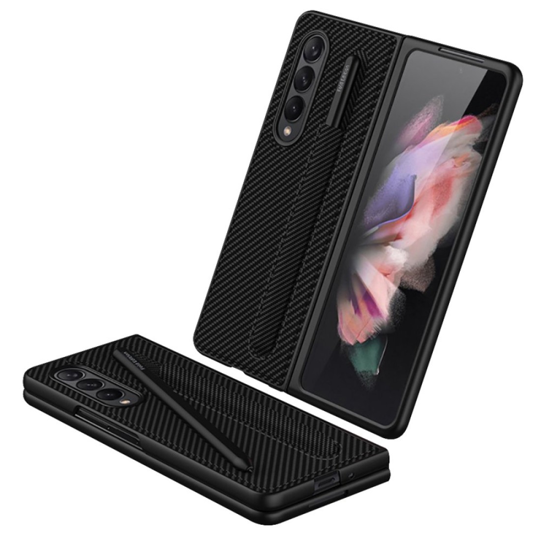  Samsung Galaxy Z Fold 3 Kılıf Fold Kapak - Karbon