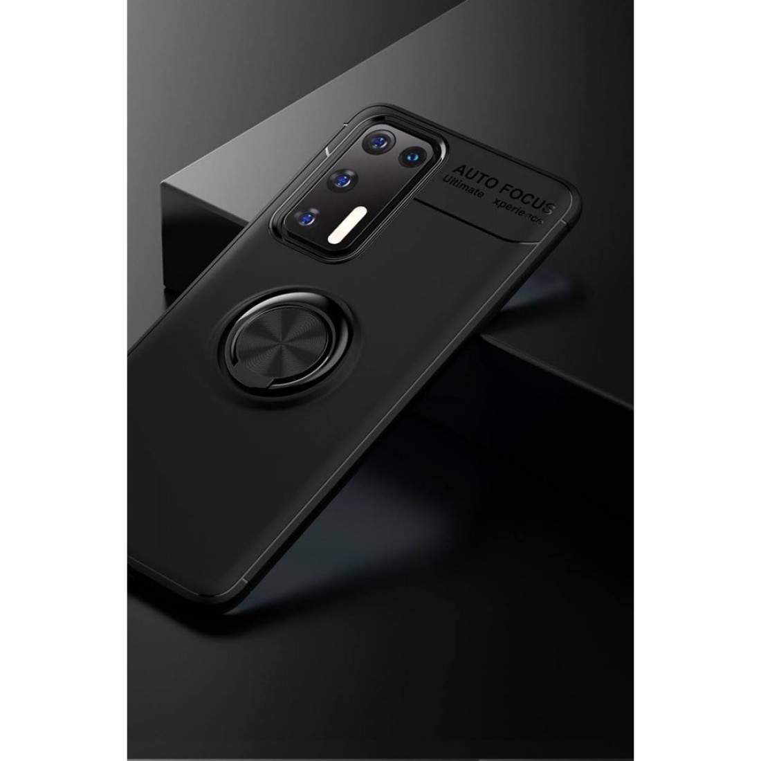 Huawei P40 Kılıf Range Yüzüklü Silikon - Siyah Huawei P40 Kılıf Range Yüzüklü Silikon - Siyah