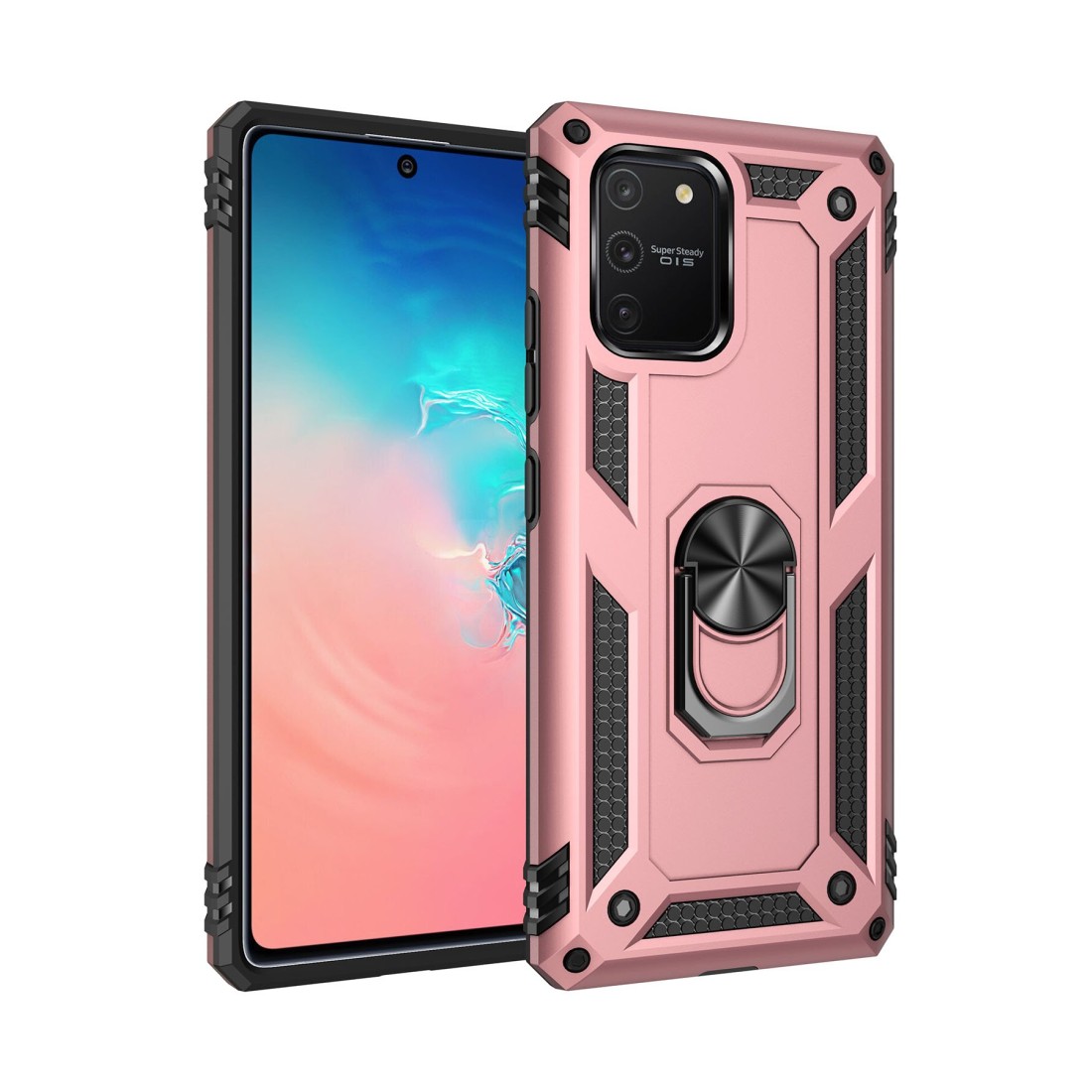  Samsung Galaxy A91 / S10 Lite Kılıf Sofya Yüzüklü Silikon Kapak - Rose