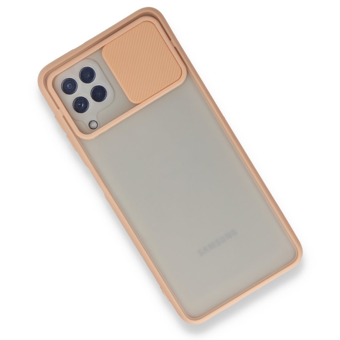  Samsung Galaxy M32 Kılıf Palm Buzlu Kamera Sürgülü Silikon - Pembe