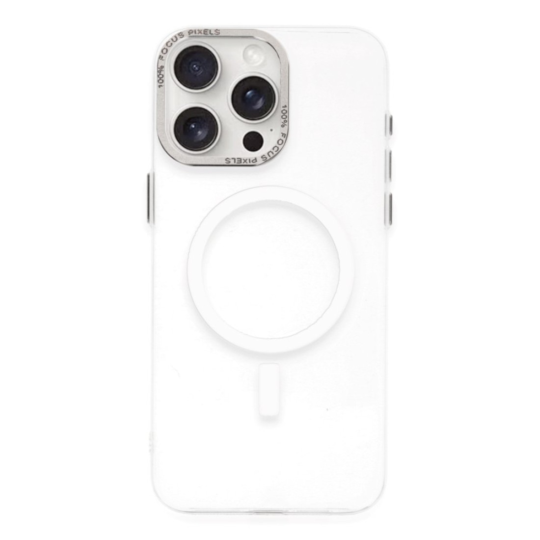  iPhone 15 Pro Max Kılıf Anka PC Magneticsafe Sert Metal Kapak - Şeffaf