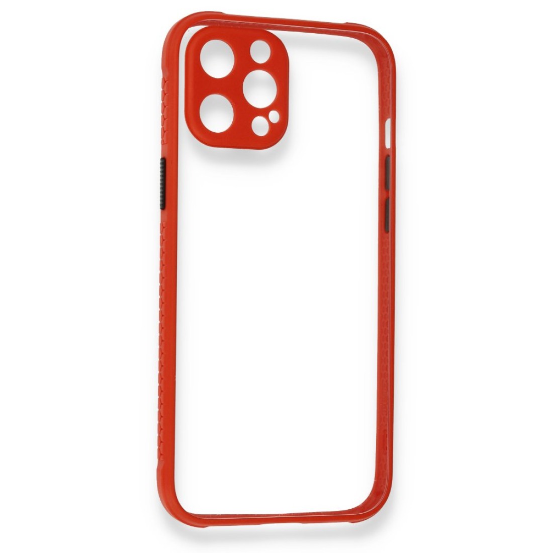 iPhone 12 Kılıf Miami Şeffaf Silikon - Kırmızı