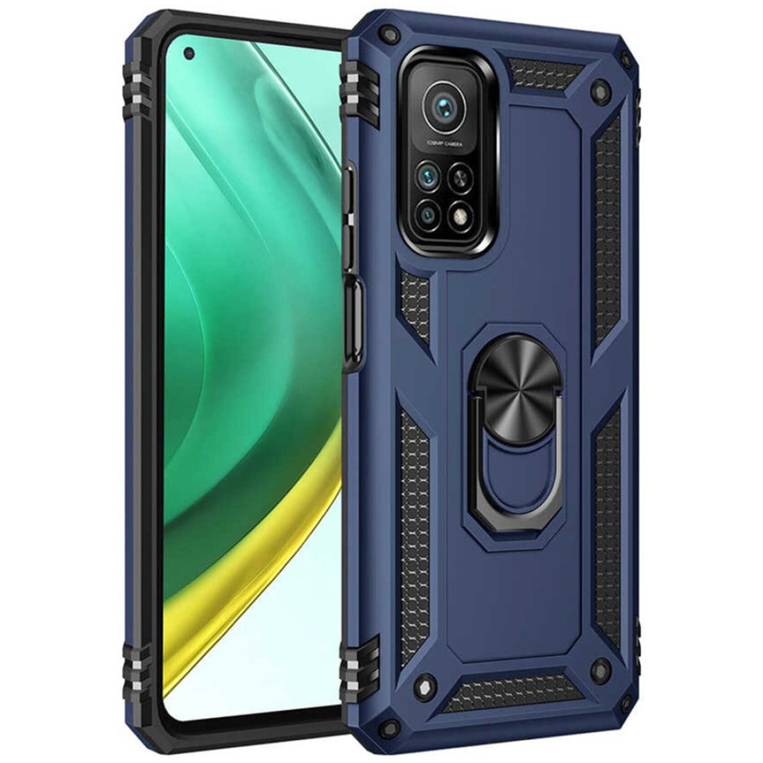  Xiaomi Mi 10T Pro Kılıf Sofya Yüzüklü Silikon Kapak - Lacivert