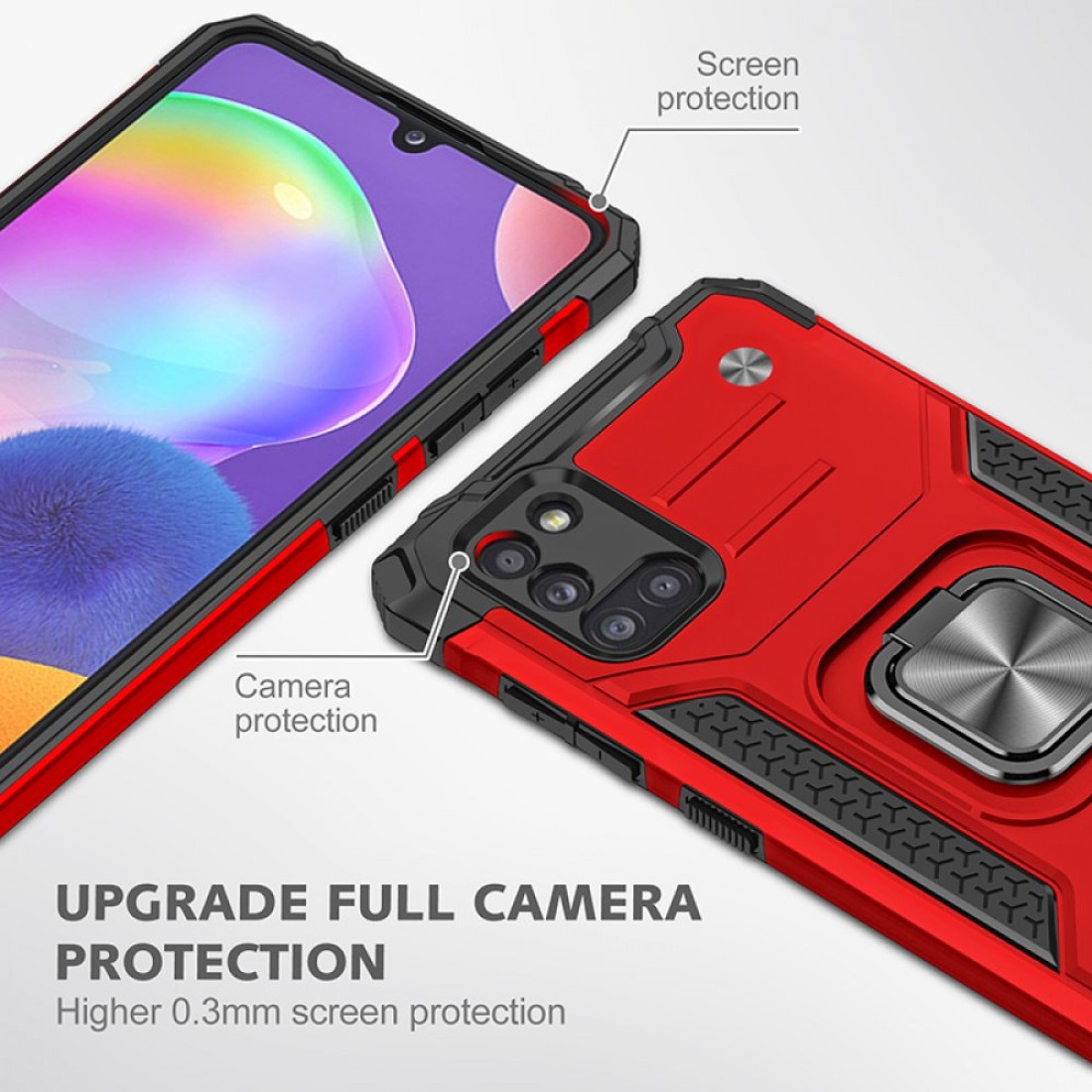  Samsung Galaxy A31 Kılıf Zegna Yüzüklü Silikon Kapak - Kırmızı