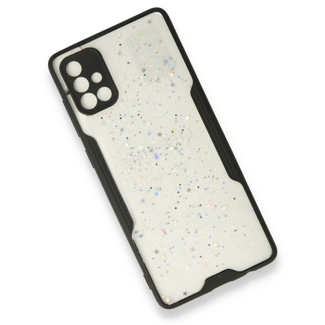  Samsung Galaxy A71 Kılıf Platin Simli Silikon - Siyah