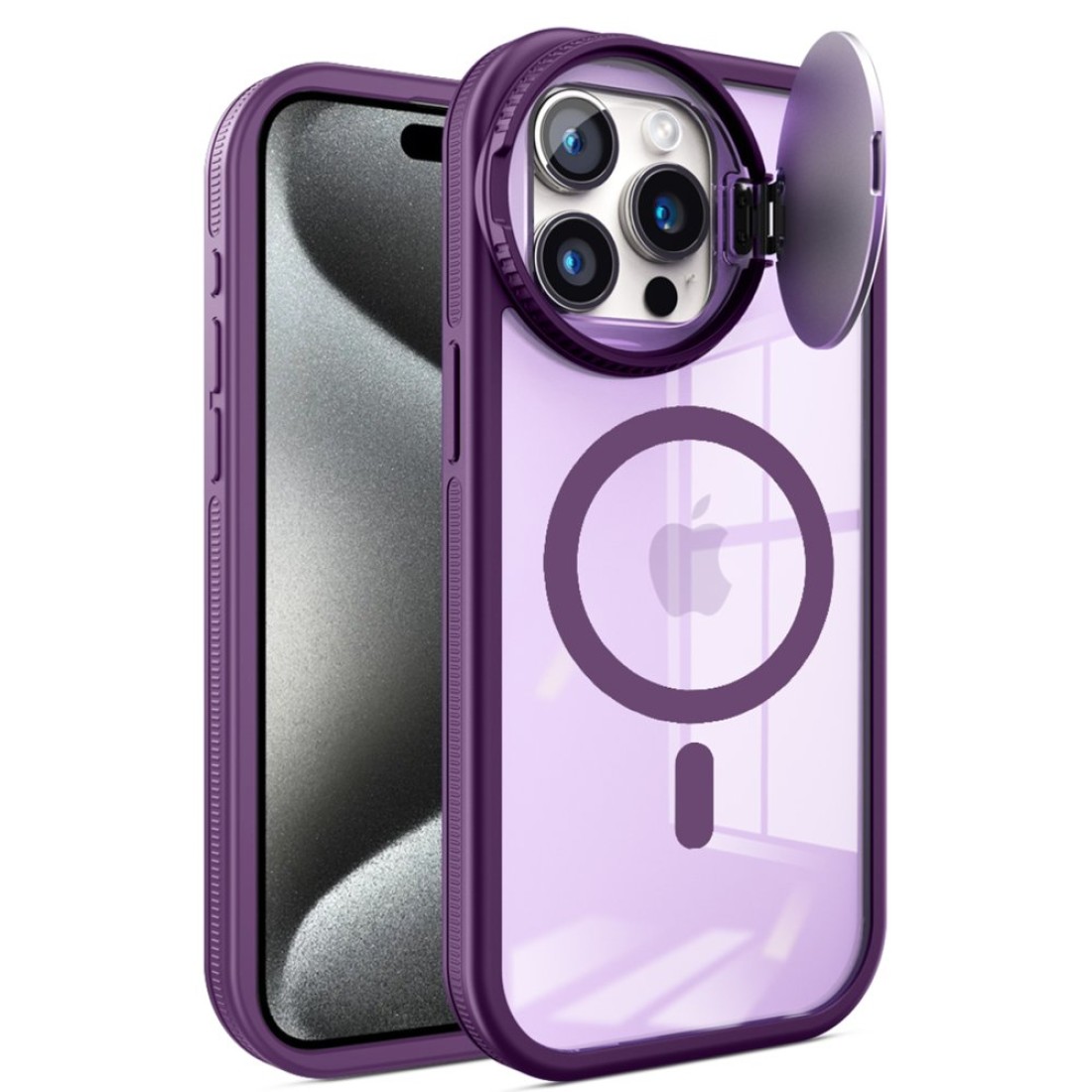  iPhone 14 Pro Max Kılıf Teleskop Lens Magsafe Silikon Kapak - Derin Mor
