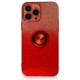 iPhone 13 Pro Max Kılıf Simli Yüzüklü Silikon - Kırmızı iPhone 13 Pro Max Kılıf Simli Yüzüklü Silikon - Kırmızı