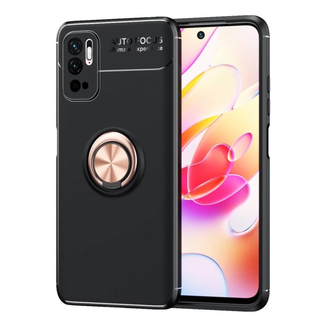  Xiaomi Poco M3 Pro Kılıf Range Yüzüklü Silikon - Siyah-Gold