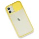  iPhone 12 Kılıf Palm Buzlu Kamera Sürgülü Silikon - Sarı