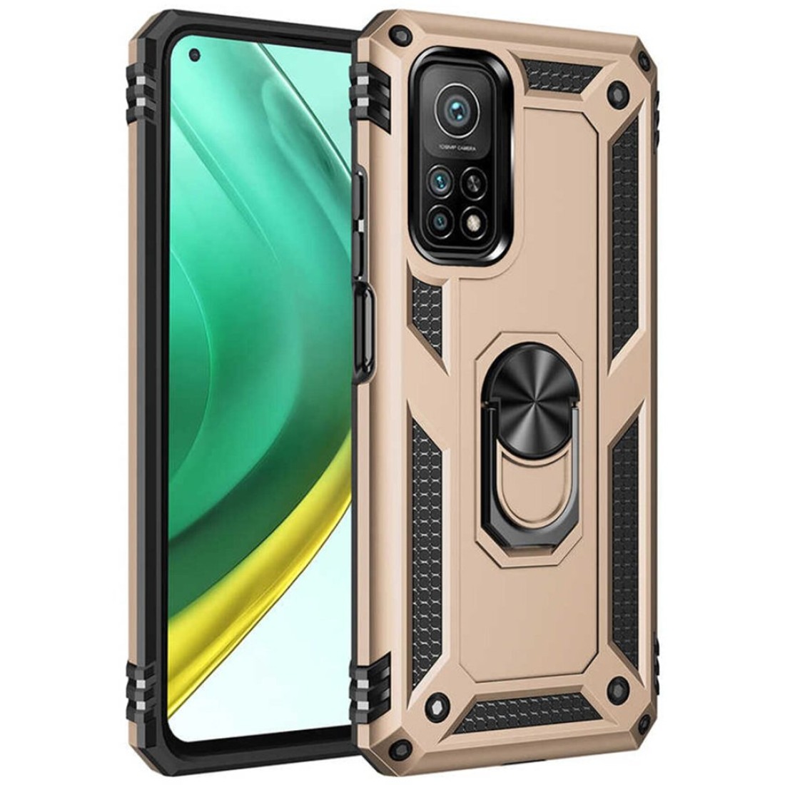  Xiaomi Mi 10T Pro Kılıf Sofya Yüzüklü Silikon Kapak - Gold