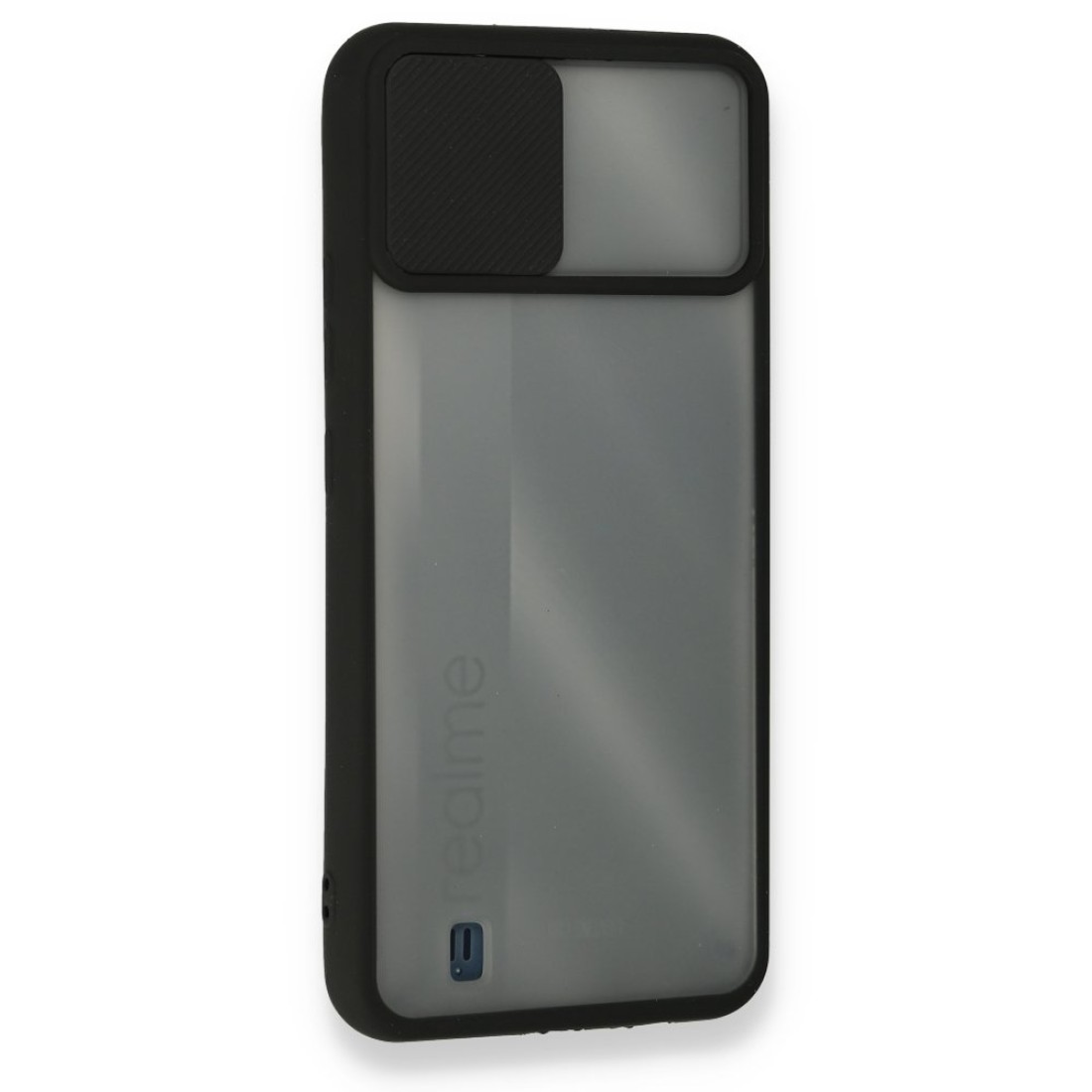  Realme C11 2021 Kılıf Palm Buzlu Kamera Sürgülü Silikon - Siyah