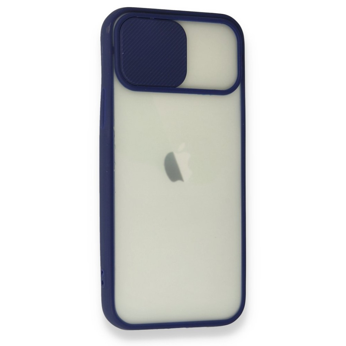  iPhone 12 Kılıf Palm Buzlu Kamera Sürgülü Silikon - Lacivert