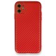iPhone 12 Kılıf Coco Karbon Silikon - Kırmızı iPhone 12 Kılıf Coco Karbon Silikon - Kırmızı